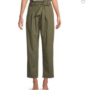 NWT Avec Les Filles Olive Cropped Paperbag Pants